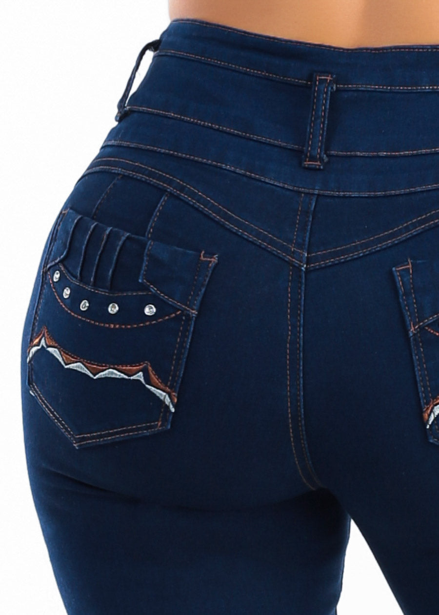 Levantacola High Rise Stretch Skinny Jeans Dark Blue, view 7 of 7