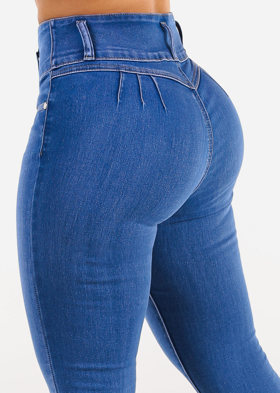 Butt Lift Super High Waist Skinny Jeans Royal Blue Wash