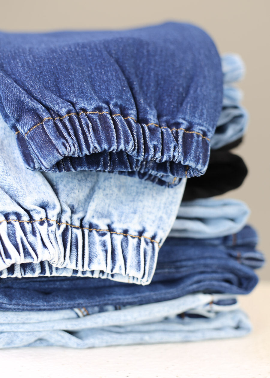 MX JEANS Butt Lift 3 Button Spandex Waist Jogger Jeans Acid Wash