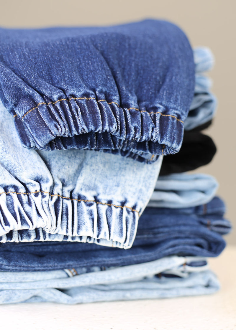 MX JEANS Butt Lift 3 Button Spandex Waist Jogger Jeans Acid Wash