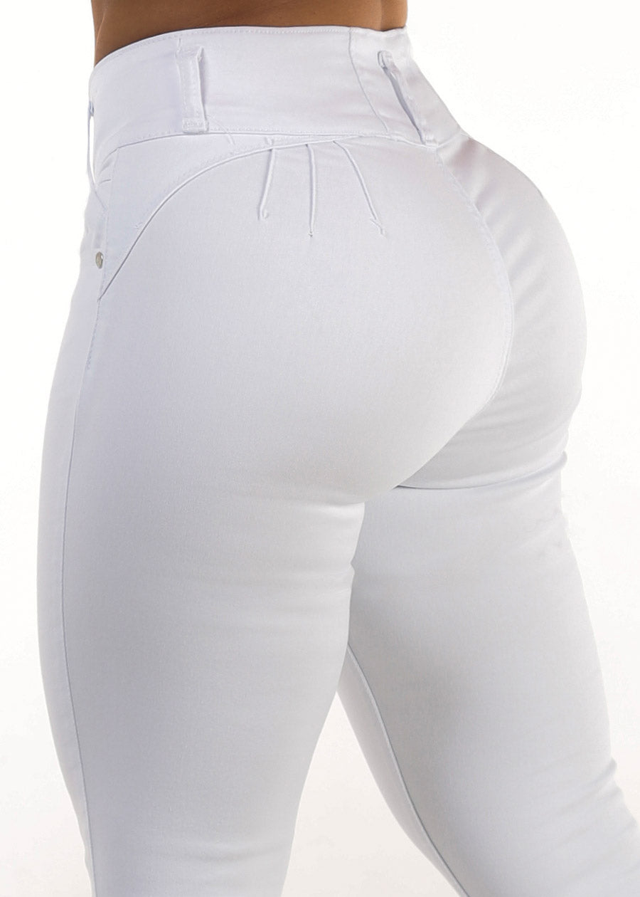 White Butt Lift High Waist Skinny Jeans