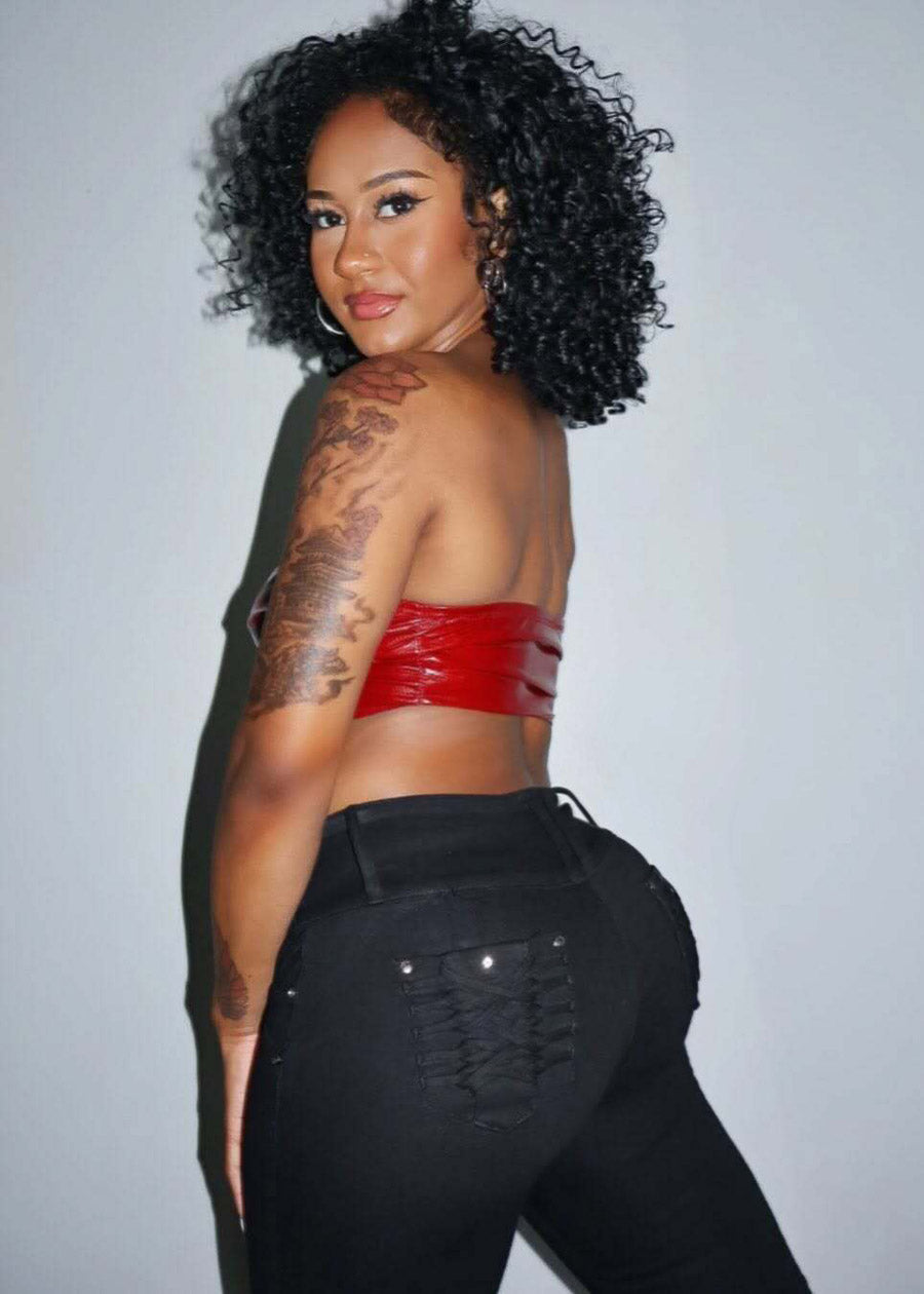 MX JEANS Black Butt Lift Levanta Cola Braided Pocket Skinny Jeans