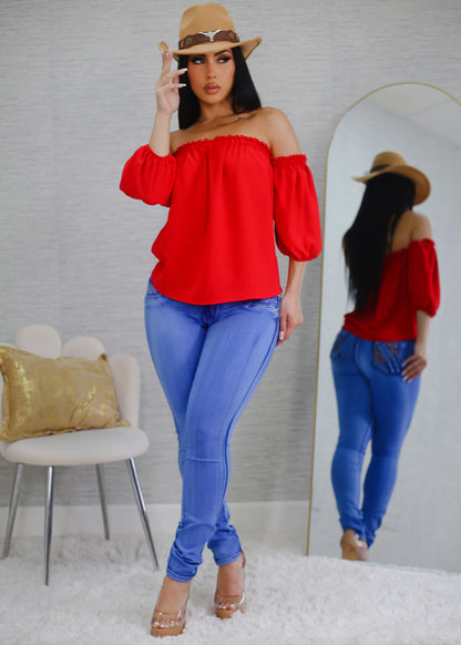 MX JEANS Mid Rise Butt Lifting Rhinestone Blue Jeans