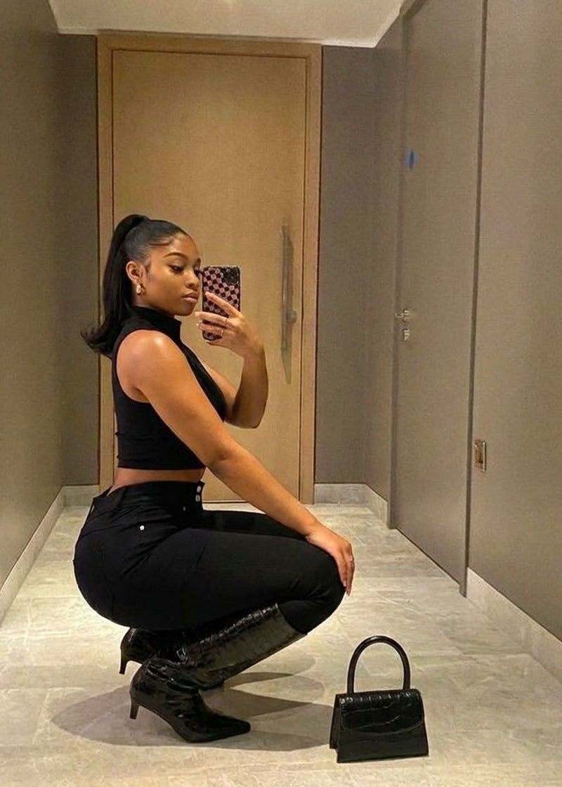 MX JEANS Black High Waist Butt Lift Levanta Cola Jeggings