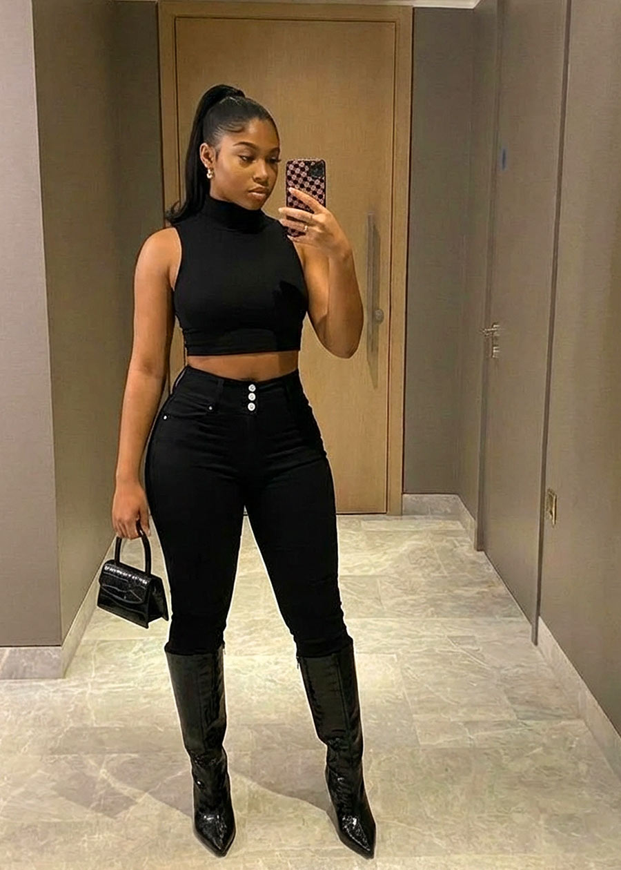 MX JEANS Black High Waist Butt Lift Levanta Cola Jeggings