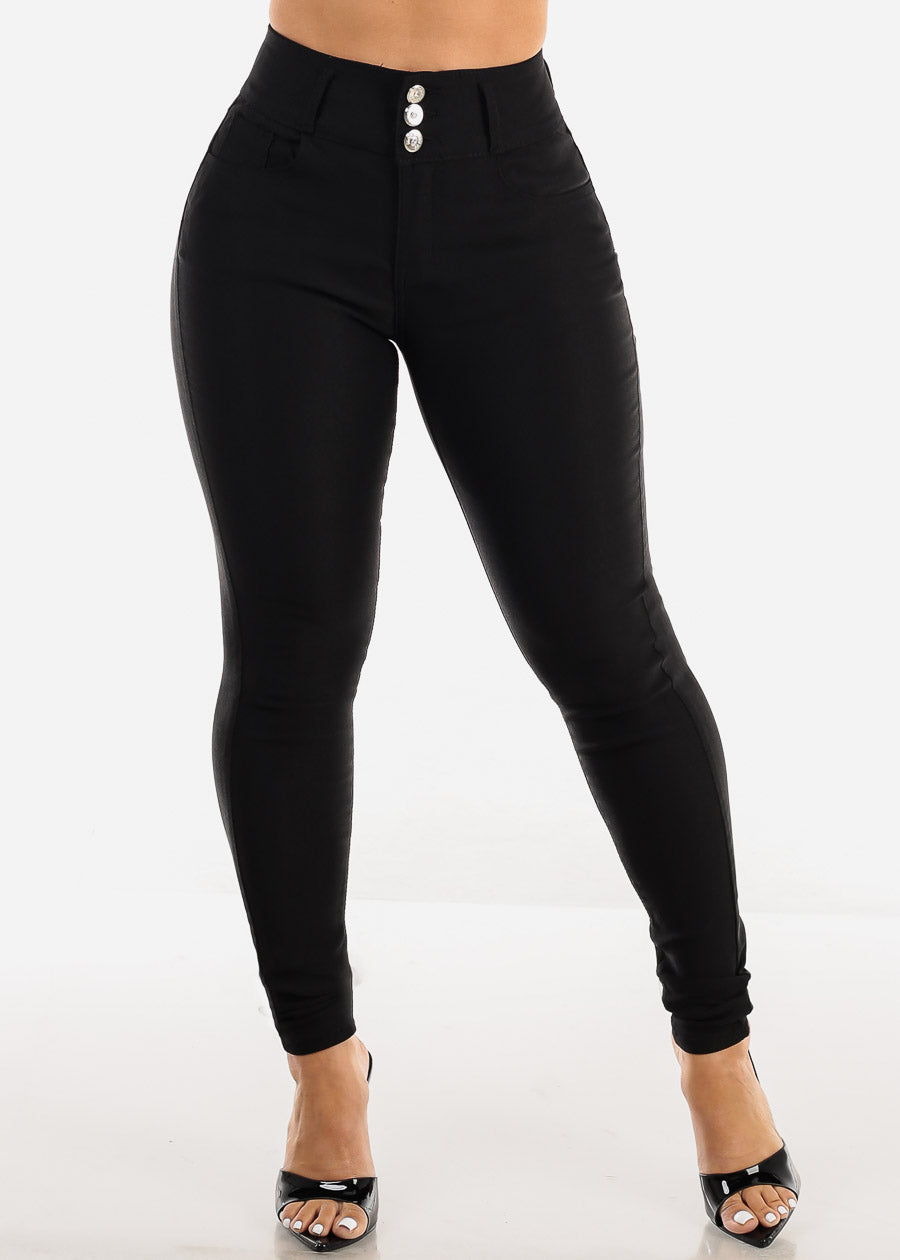 MX JEANS Black High Waist Butt Lift Levanta Cola Jeggings