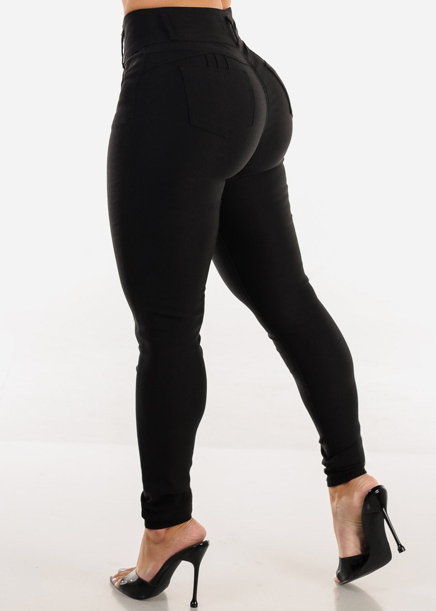 MX JEANS Black High Waist Butt Lift Levanta Cola Jeggings