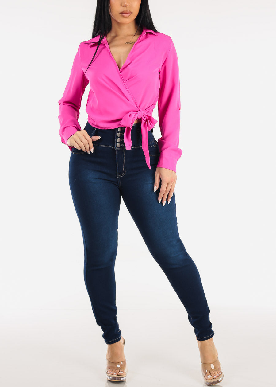 Levantacola Super High Waist Stretch Skinny Jeans Dark Blue