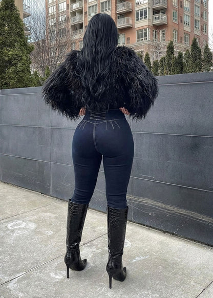 Butt Lift Super High Waist Skinny Jeans Dark Wash