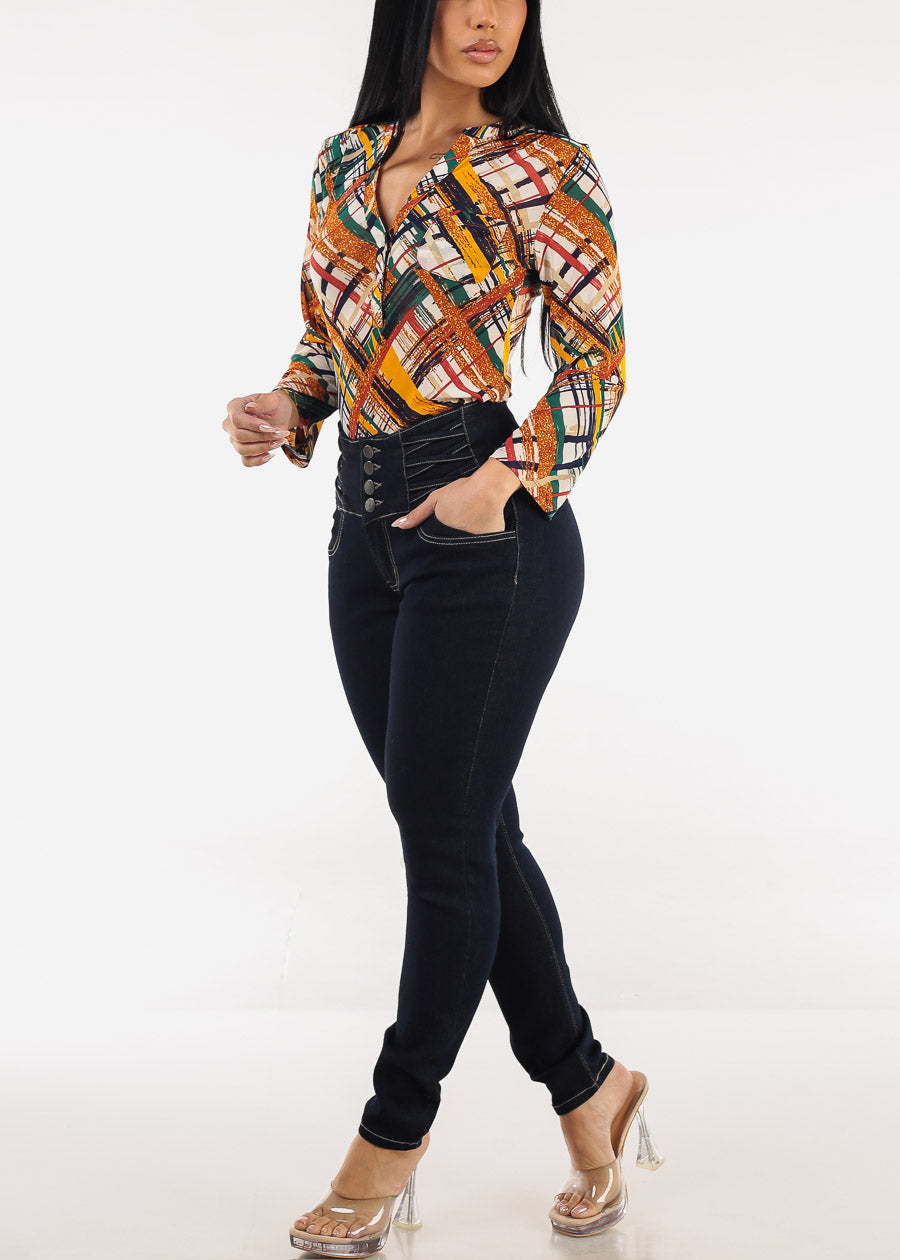 Butt Lift Super High Waist Skinny Jeans Dark Wash