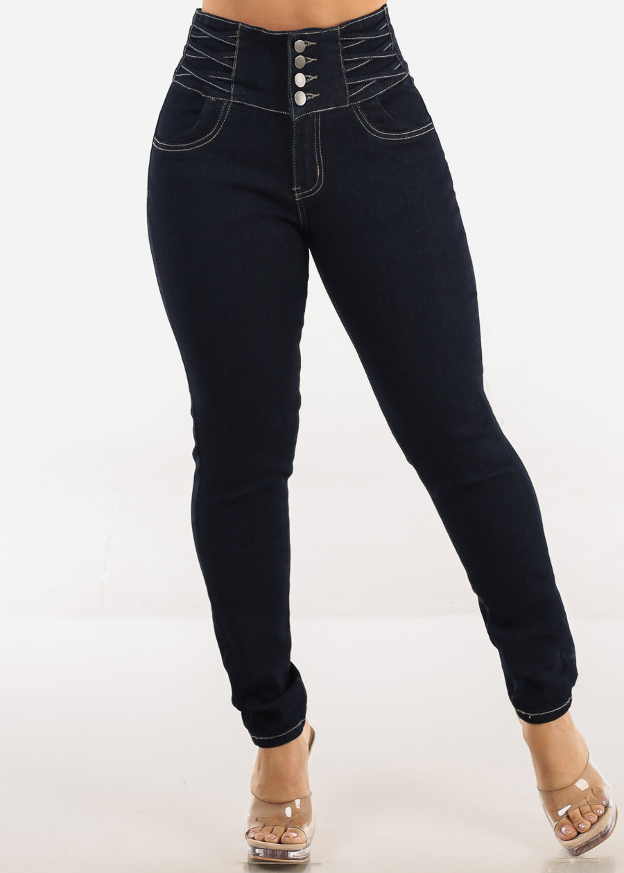 Butt Lift Super High Waist Skinny Jeans Dark Wash
