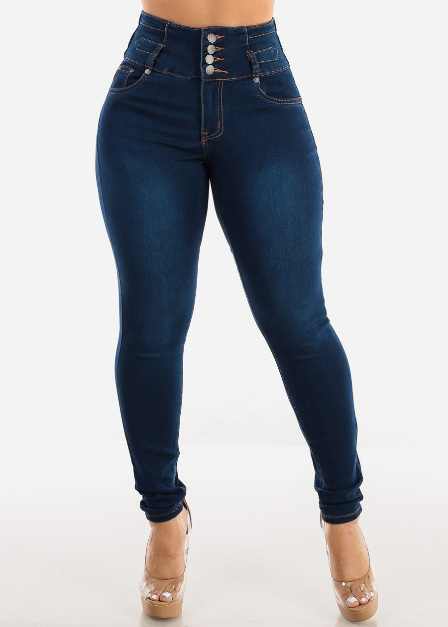 Butt Lift Super High Waist Dark Skinny Jeans