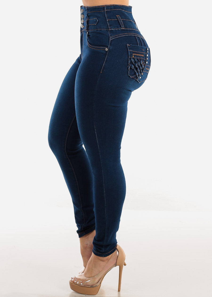 Butt Lift Super High Waist Dark Skinny Jeans