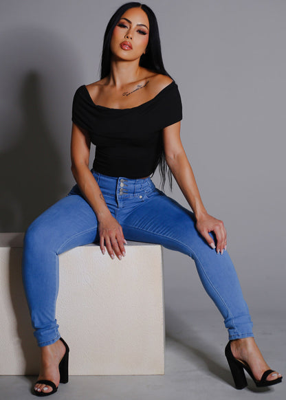 Levantacola High Waisted Skinny Jeans Light Blue