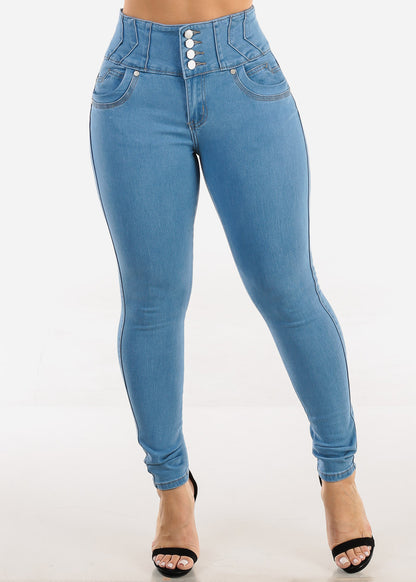 Levantacola High Waisted Skinny Jeans Light Blue