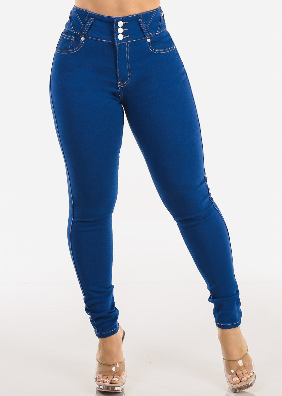 Levantacola High Waisted Stretch Skinny Jeans Royal Blue