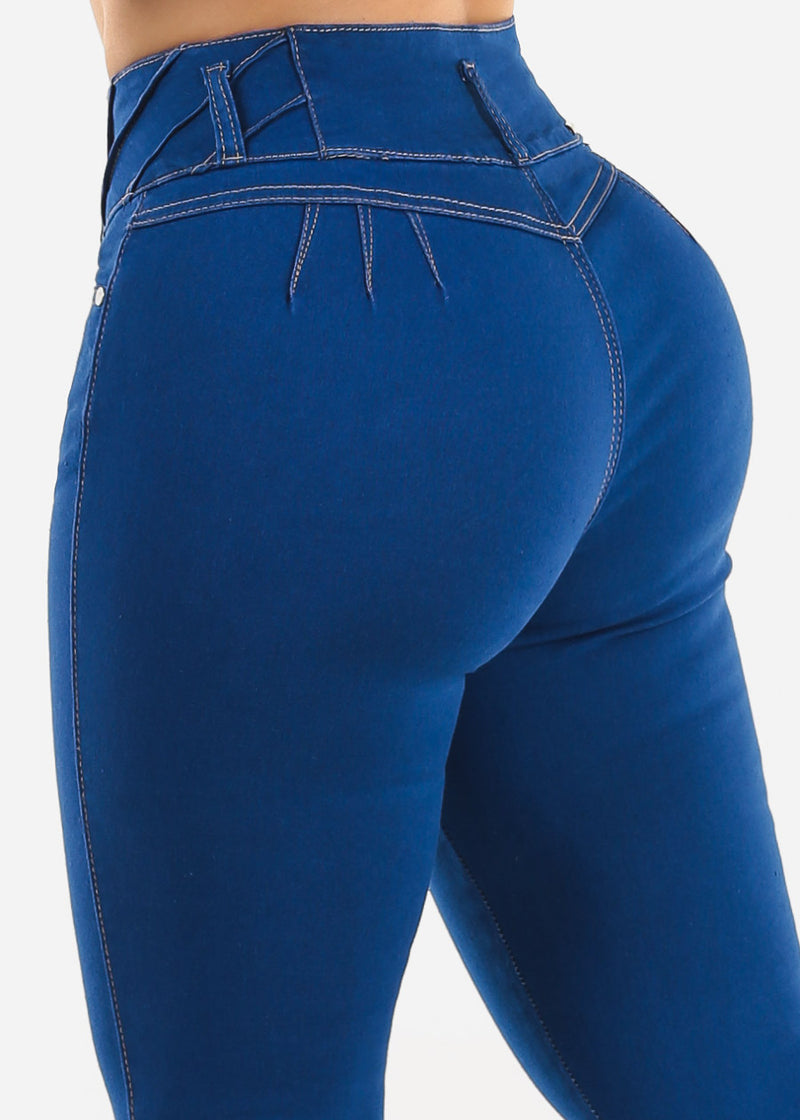 Levantacola High Waisted Stretch Skinny Jeans Royal Blue