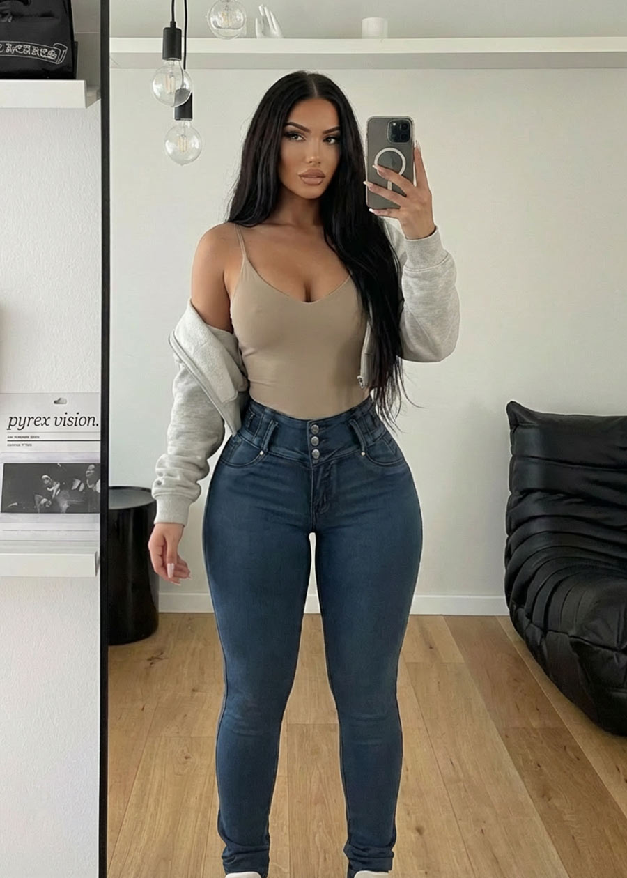 MX JEANS Butt Lifting Dark Acid Blue Skinny Jeans W Rhinestone Pockets