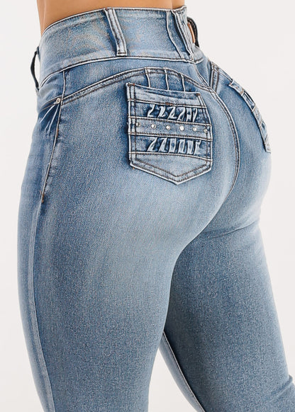 Butt Lift High Waist Acid Wash Stretchy Skinny Jeans