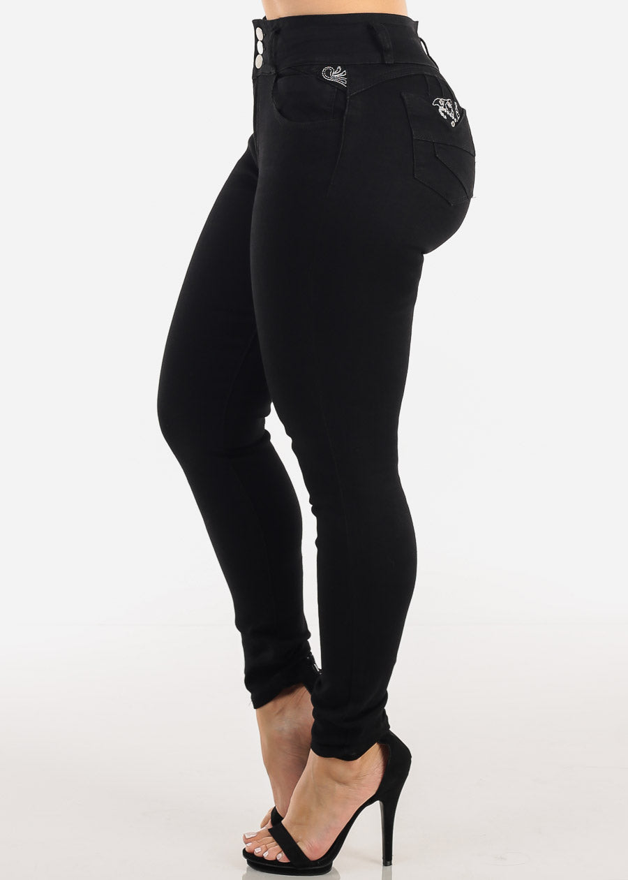 Levantacola High Rise Black Stretch Skinny Jeans