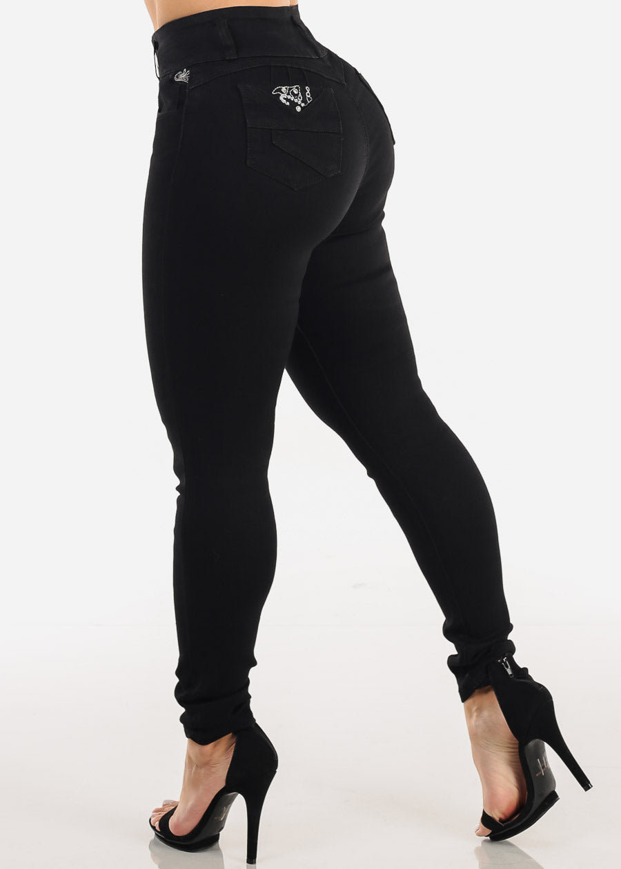 Levantacola High Rise Black Stretch Skinny Jeans