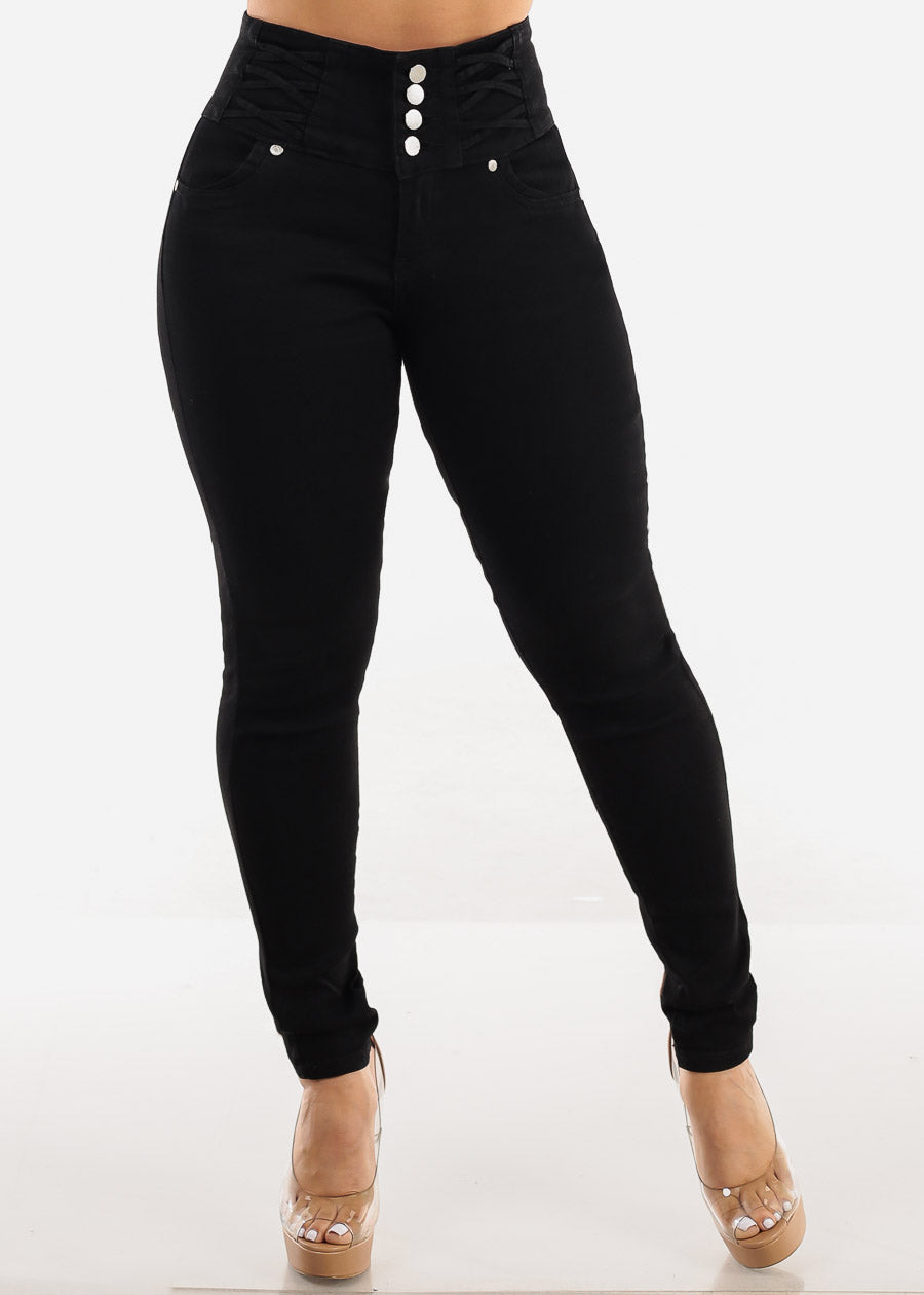 Super High Waist Black Butt Lifting Skinny Jeans