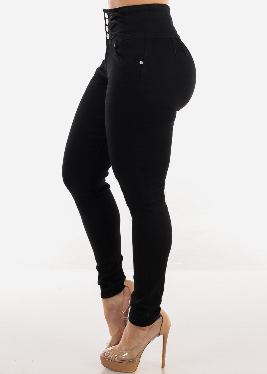 Super High Waist Black Butt Lifting Skinny Jeans