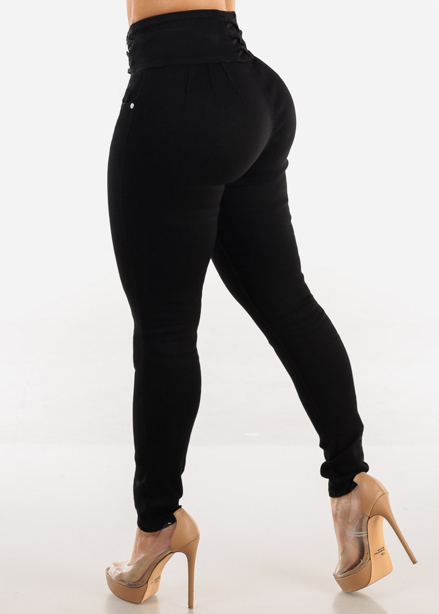 Super High Waist Black Butt Lifting Skinny Jeans