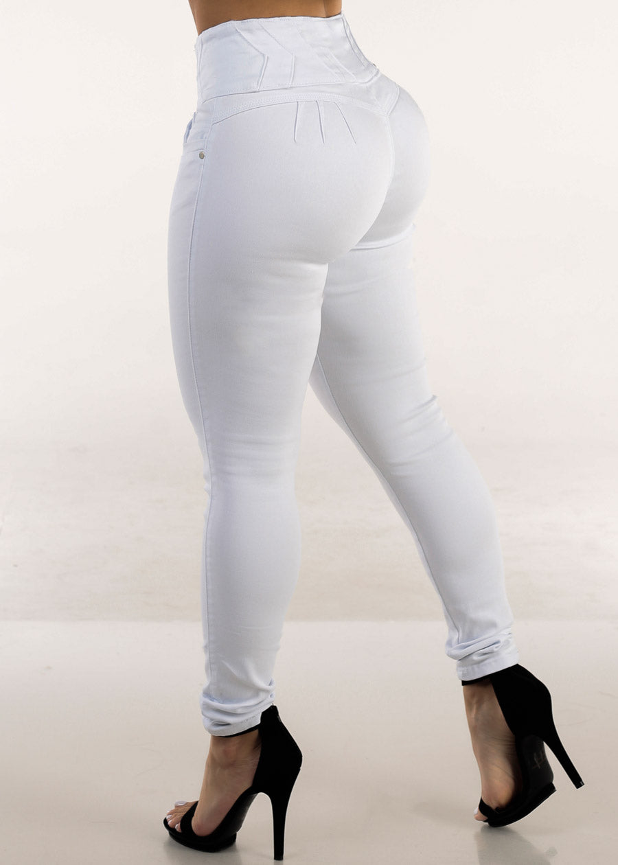 White Levantacola High Waist Skinny Jeans