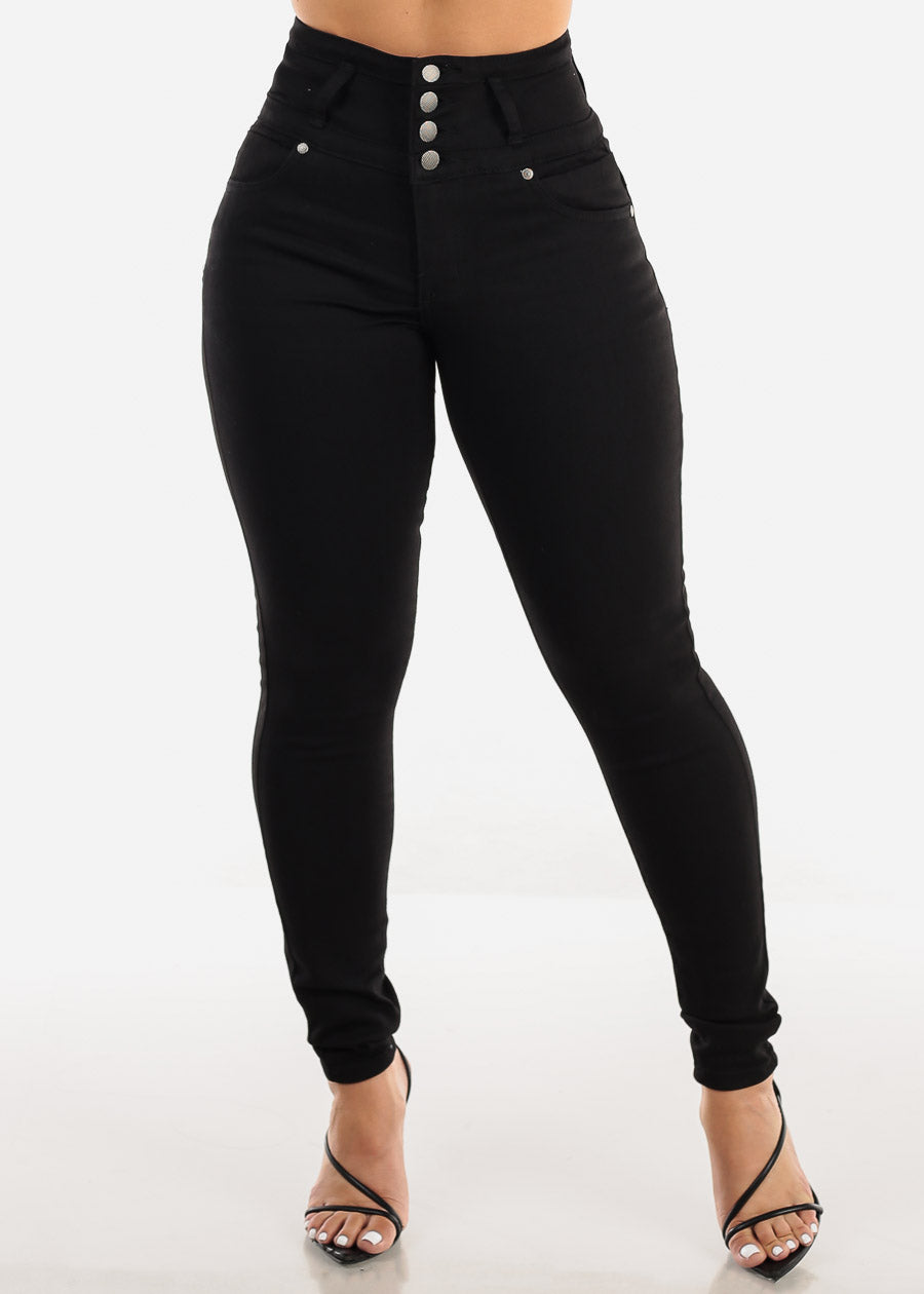 Butt Lift Super High Waist Black Skinny Jeans