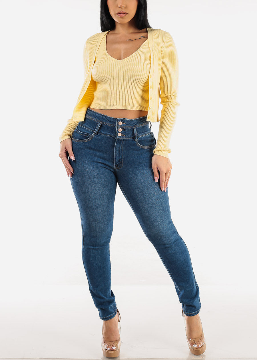 Butt Lift High Waist Stretch Skinny Jeans Med Wash