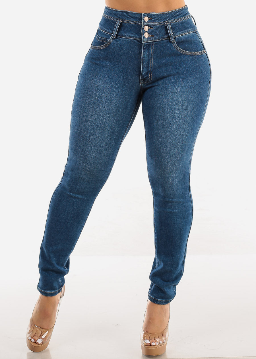 Butt Lift High Waist Stretch Skinny Jeans Med Wash