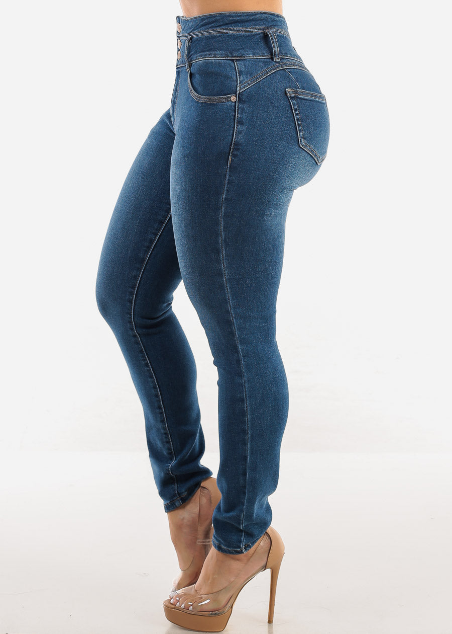 Butt Lift High Waist Stretch Skinny Jeans Med Wash