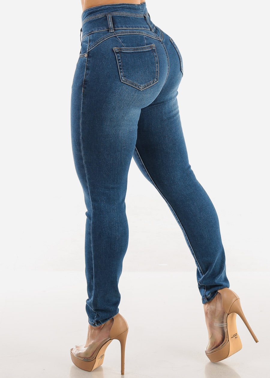 Butt Lift High Waist Stretch Skinny Jeans Med Wash