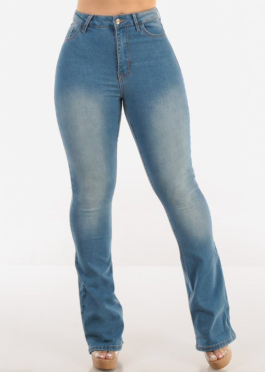 High Waist Stretch Bootcut Jeans Light Blue