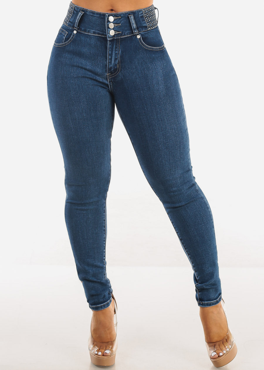 Butt Lift High Waist Skinny Jeans Dark Sand Wash