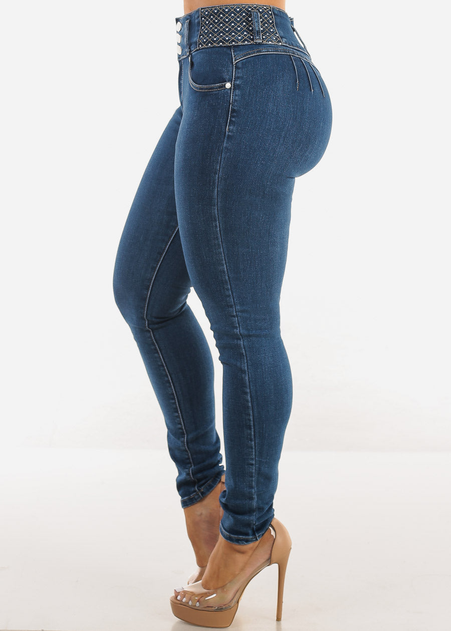 Butt Lift High Waist Skinny Jeans Dark Sand Wash