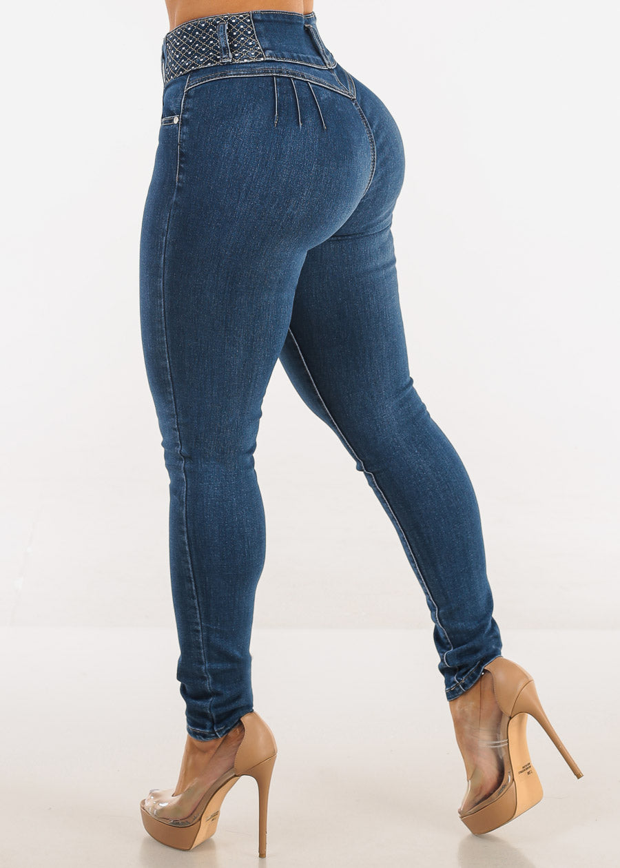 Butt Lift High Waist Skinny Jeans Dark Sand Wash