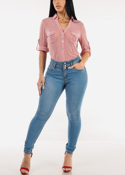 Levantacola Mid Rise Stretch Light Skinny Jeans