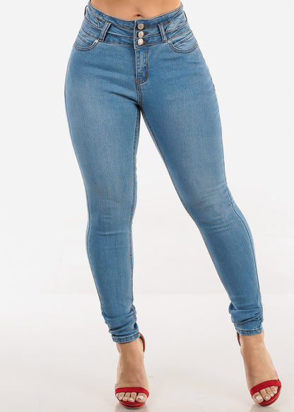 Levantacola Mid Rise Stretch Light Skinny Jeans