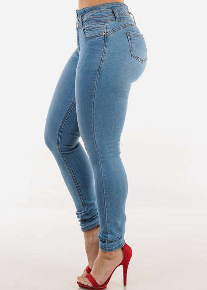 Levantacola Mid Rise Stretch Light Skinny Jeans