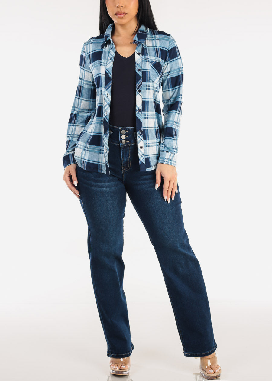 Butt Lift High Waist Stretch Bootcut Jeans Dark Wash