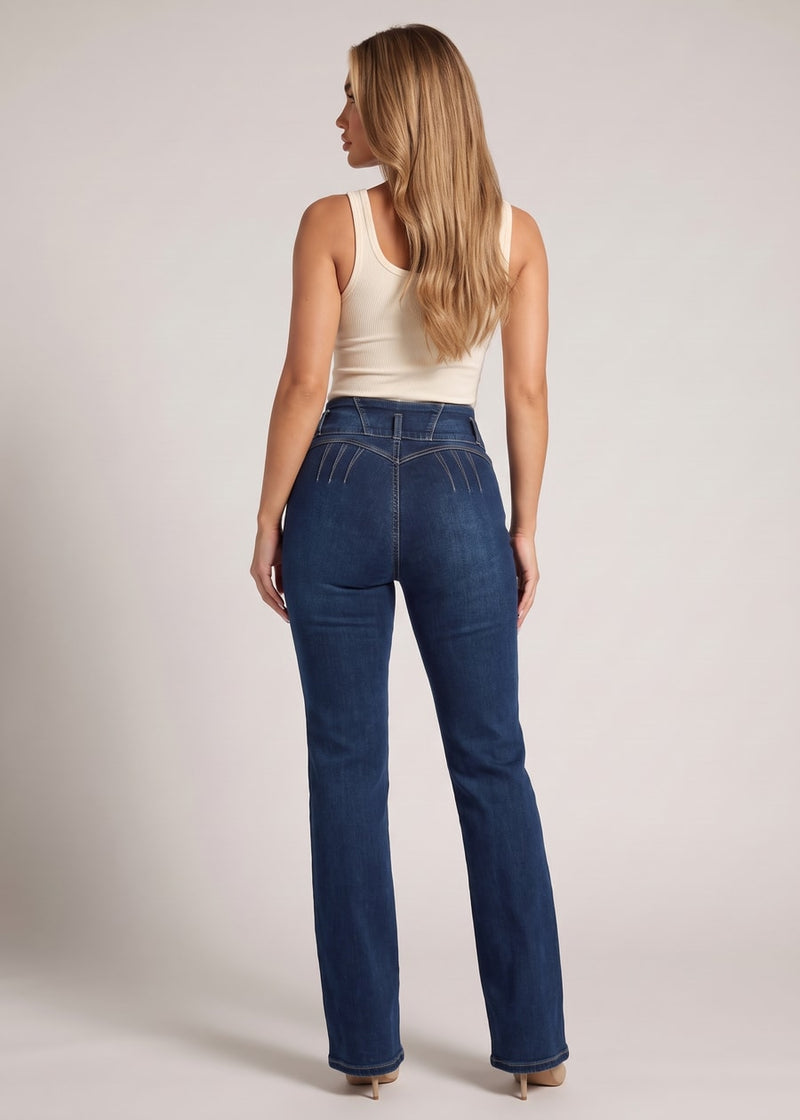 Butt Lift High Waist Stretch Bootcut Jeans Dark Wash