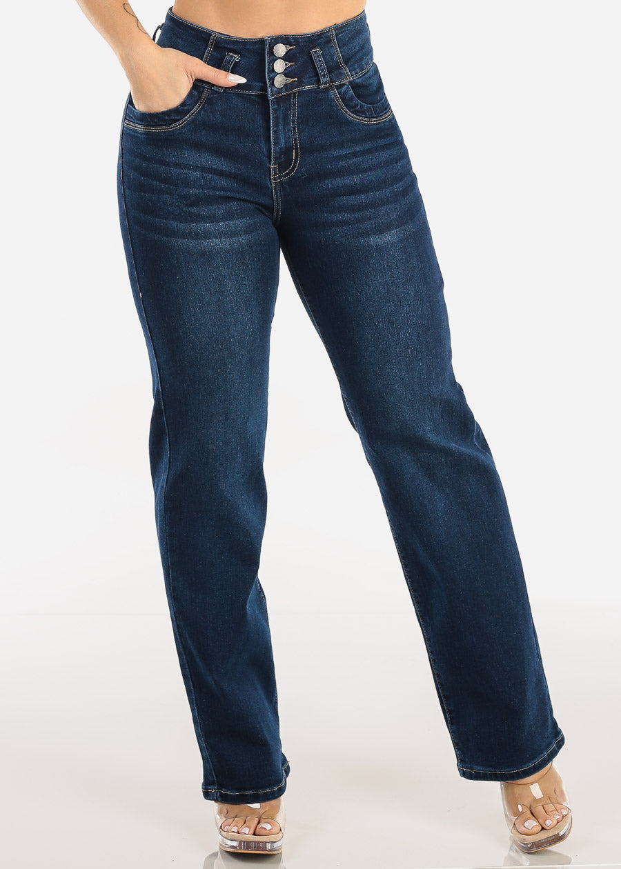 Butt Lift High Waist Stretch Bootcut Jeans Dark Wash