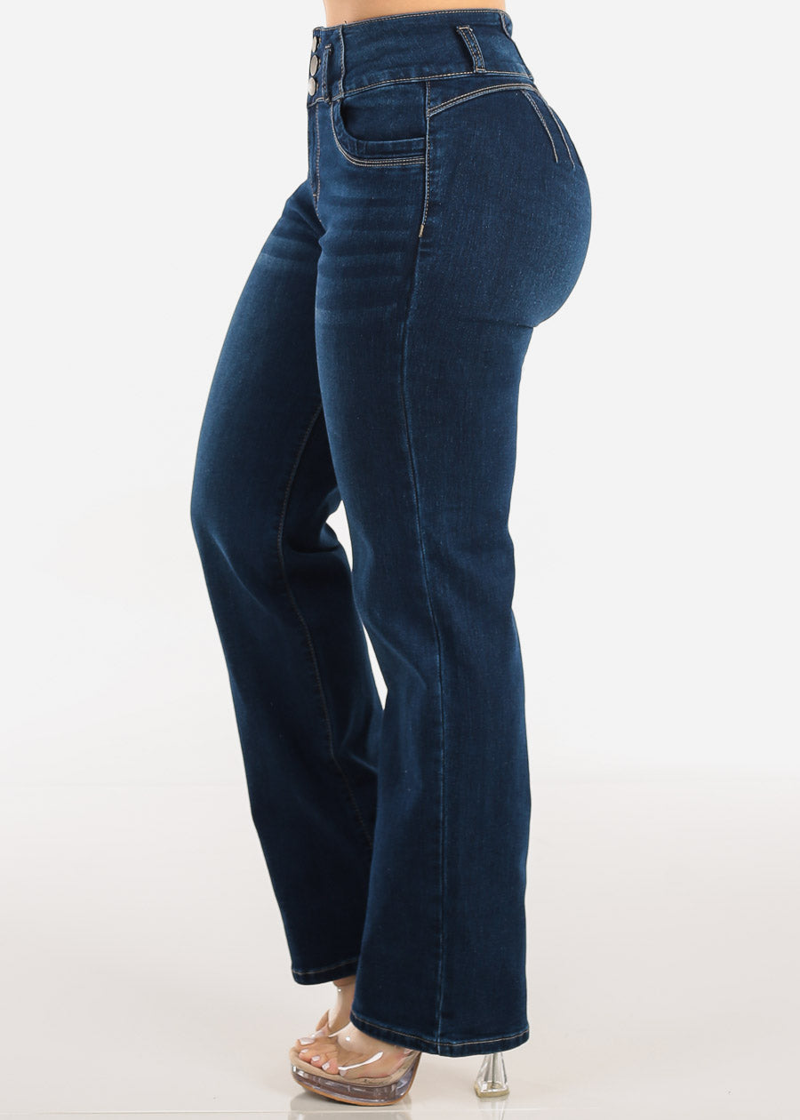 Butt Lift High Waist Stretch Bootcut Jeans Dark Wash