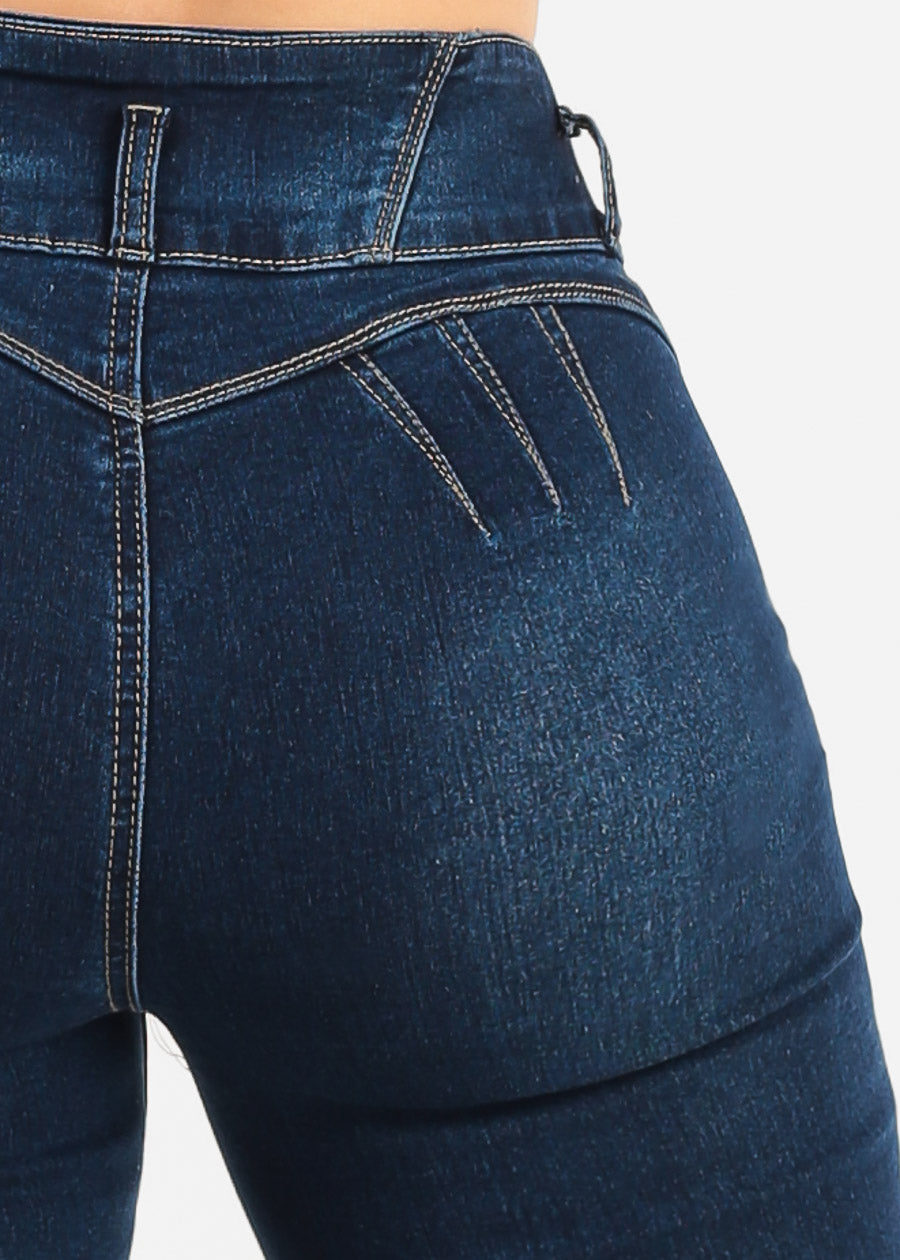 Butt Lift High Waist Stretch Bootcut Jeans Dark Wash