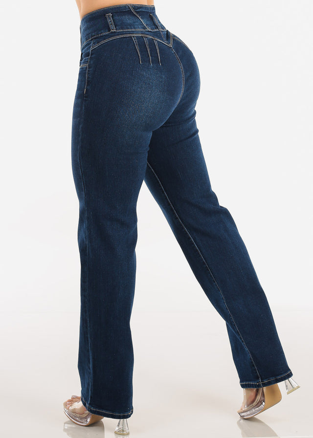 Butt Lift High Waist Stretch Bootcut Jeans Dark Wash