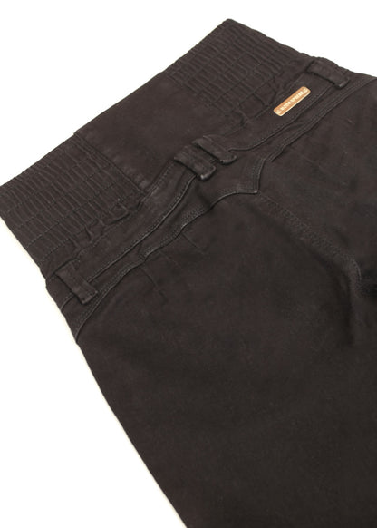 MX JEANS Butt Lift 5 Button Spandex Waist Straight Wide Leg Jeans Black