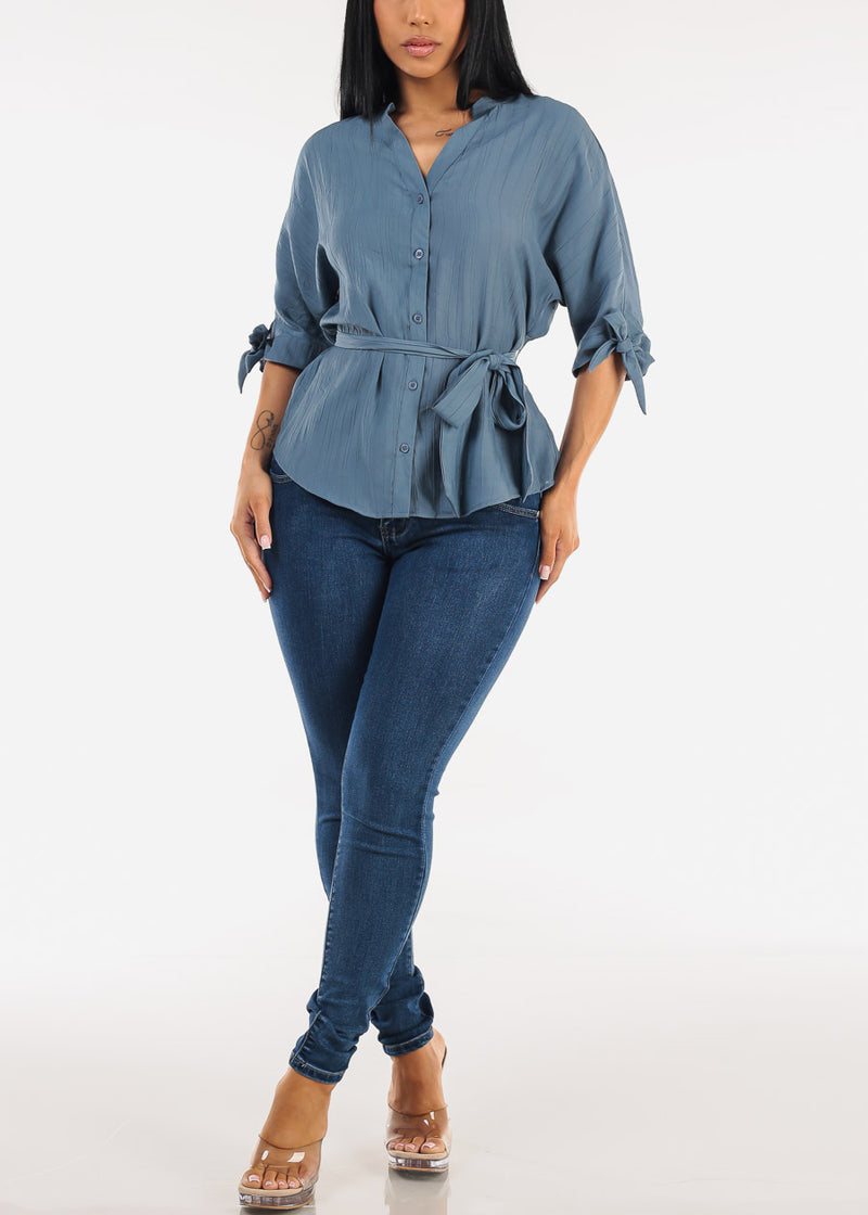 Levantacola High Waist Stretch Skinny Jeans Dark Bleach Wash