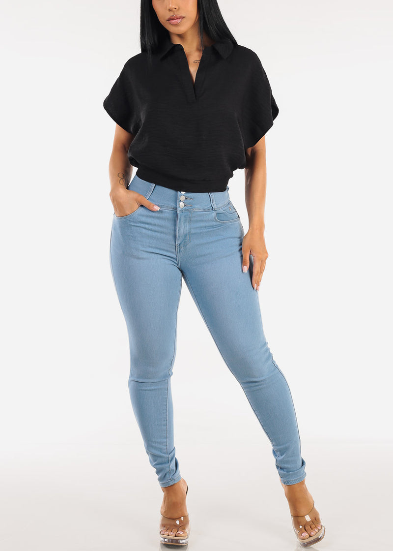 Butt Lift Super High Waist Stretch Skinny Jeans Light Wash